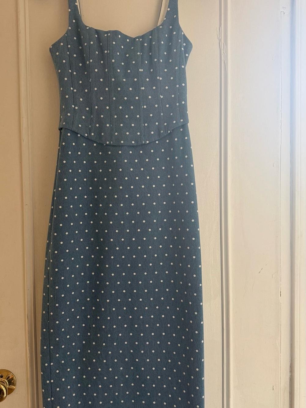 Carolina Herrera Blue Polka Dot Midi Dress